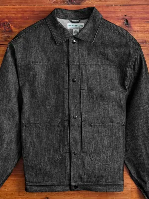 13oz Slub Denim Gardeners Jacket in Black