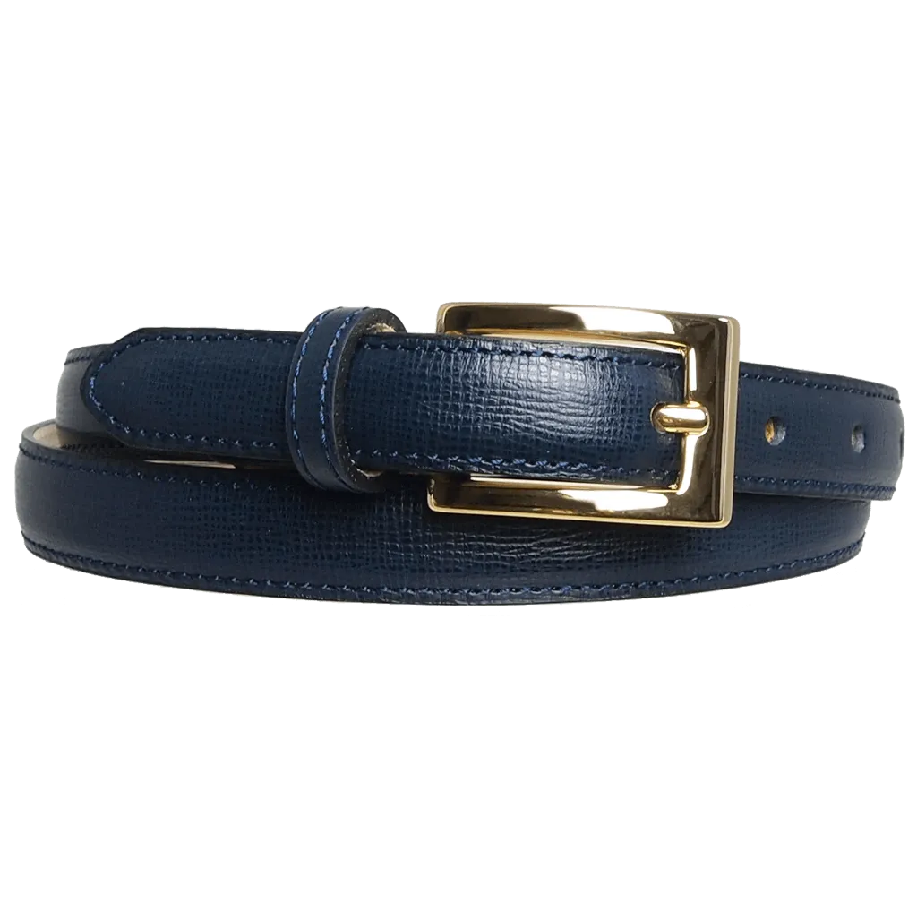 20 mm Saffiano Leather Belt Blue