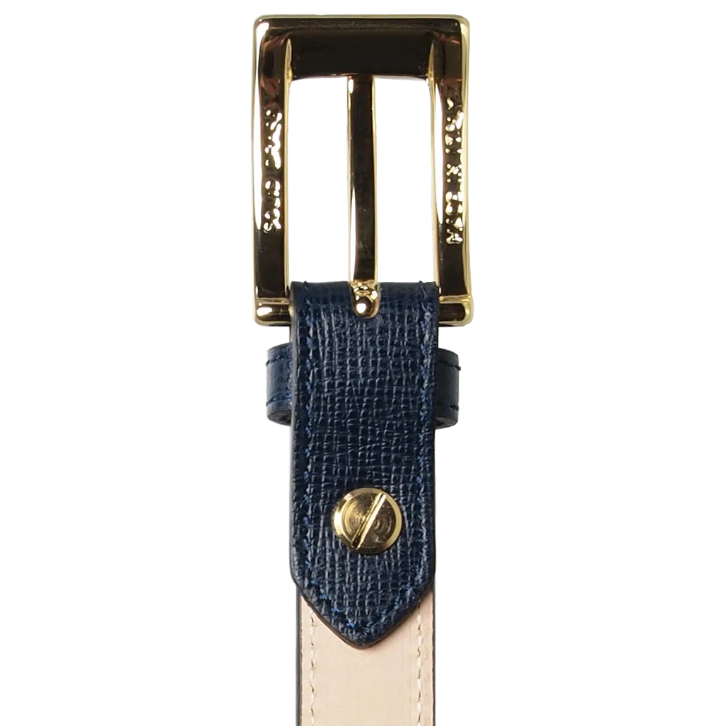20 mm Saffiano Leather Belt Blue