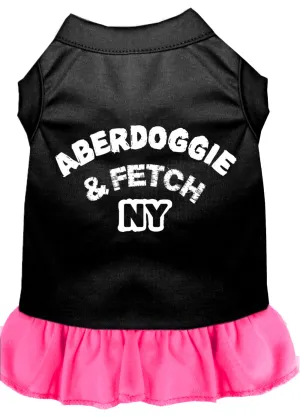 Aberdoggie Ny Screen Print Dress Black With Bright Pink Xs