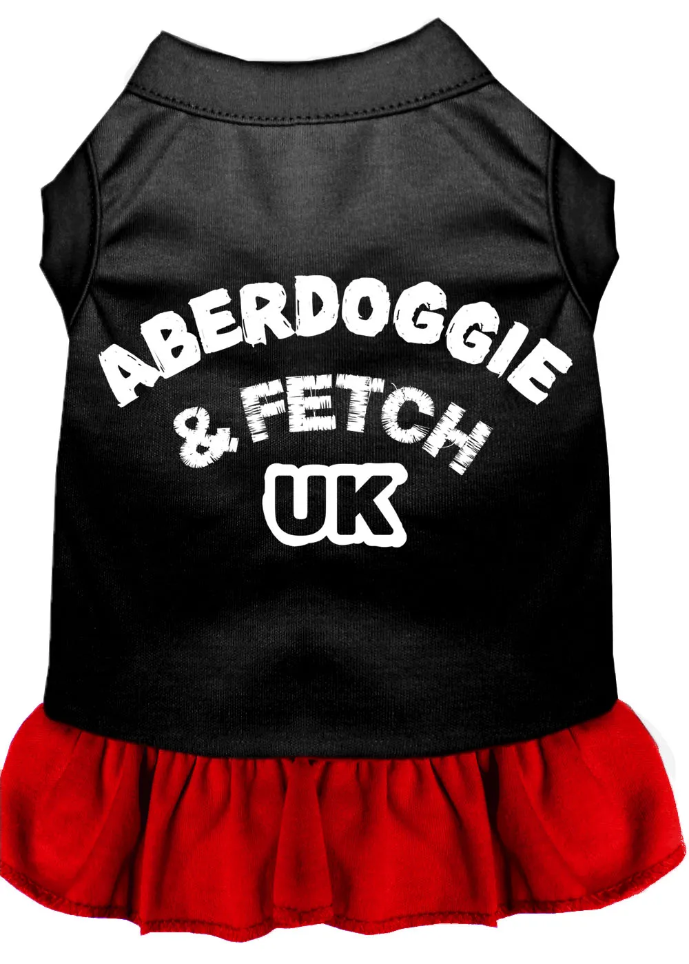 Aberdoggie Uk Screen Print Dog Dress Black With Red Sm