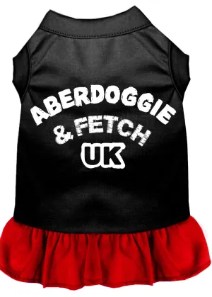 Aberdoggie Uk Screen Print Dog Dress Black With Red Sm