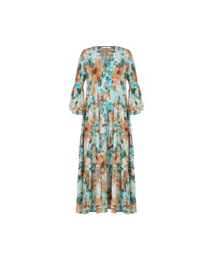 AUGUST SILK MAXI DRESS WILTED FLORAL