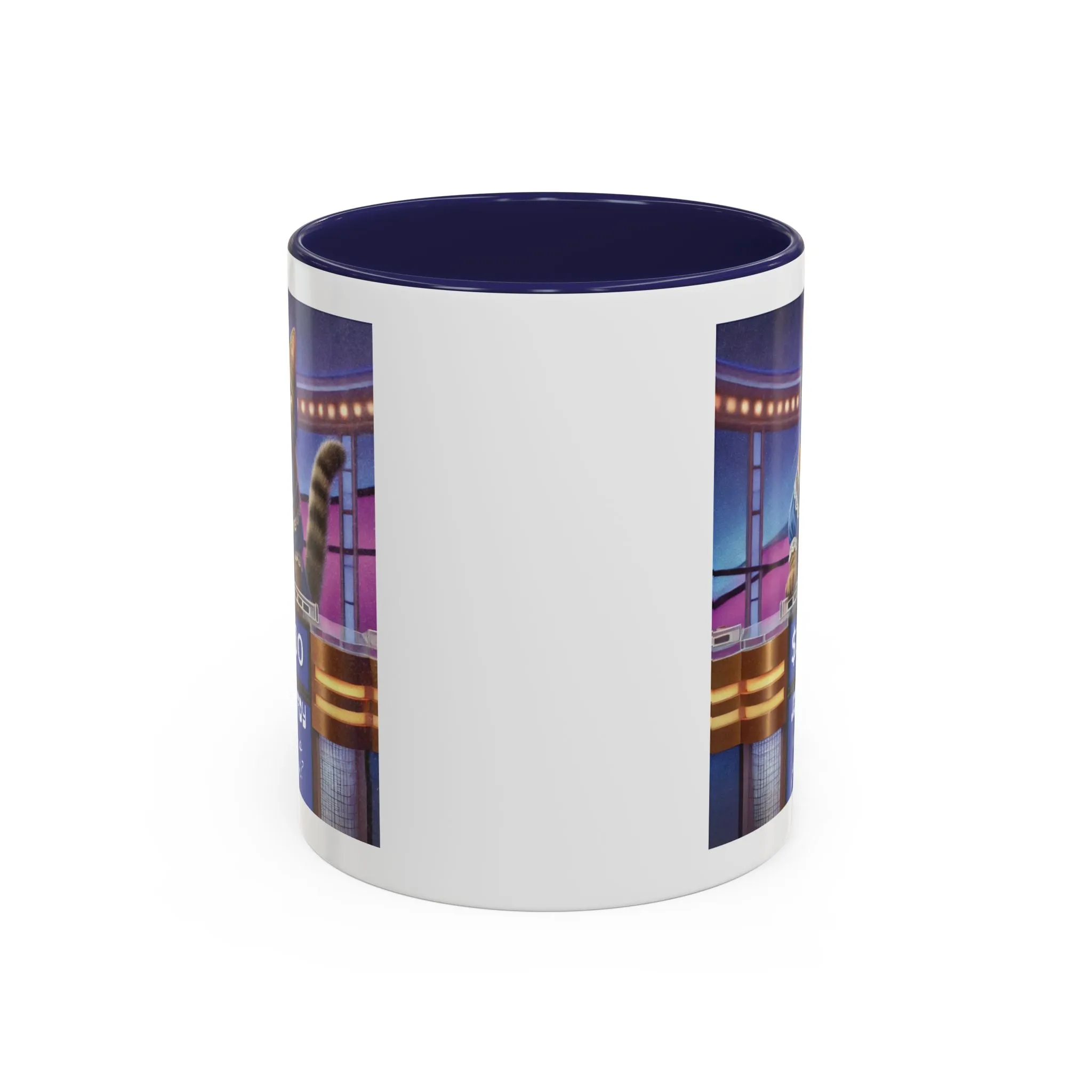 Babushka Cat Does Gameshow, Kitschy Cat Accent Coffee Mug (11 oz)