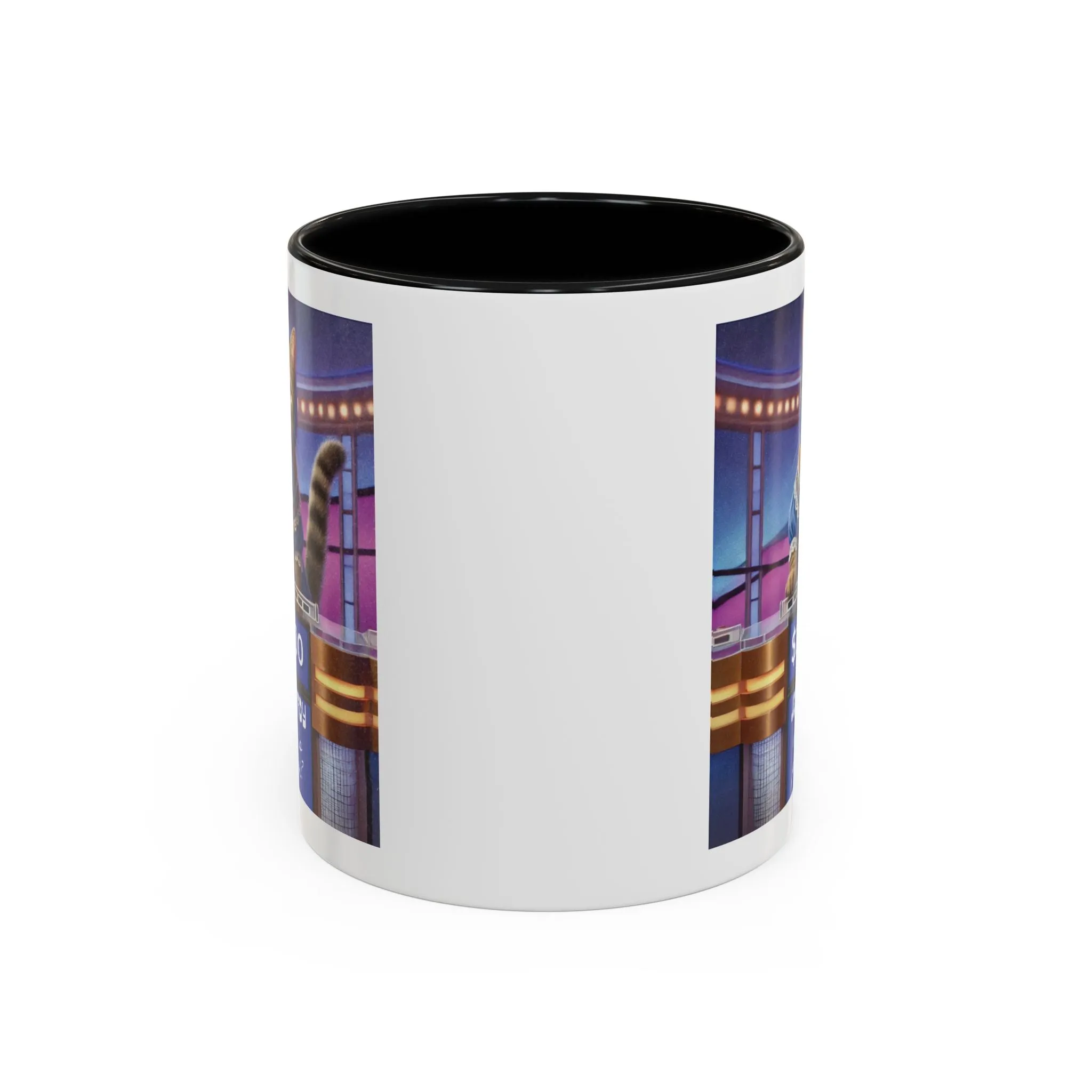 Babushka Cat Does Gameshow, Kitschy Cat Accent Coffee Mug (11 oz)