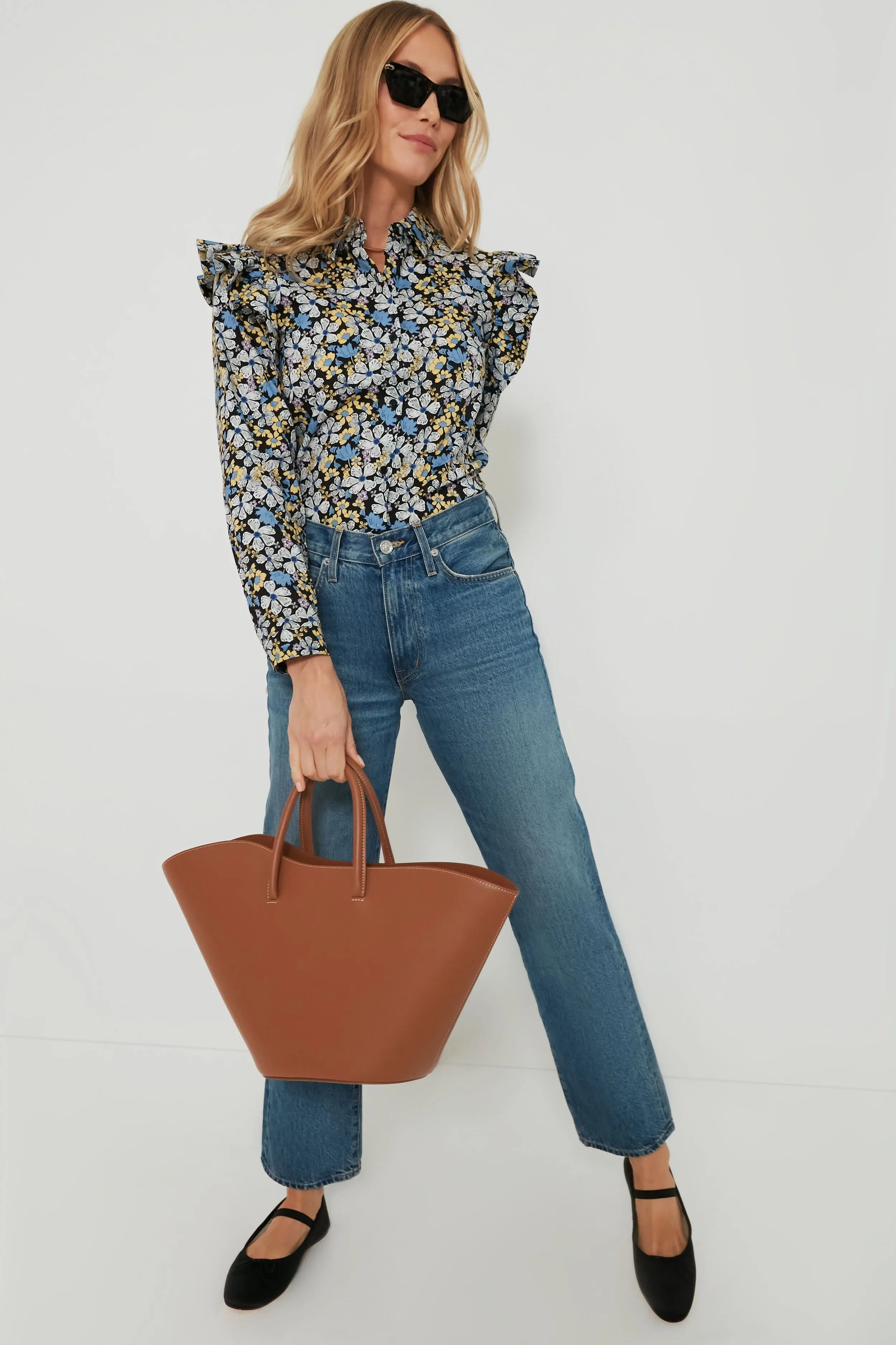 Blue & Yellow Floral Primrose Blouse