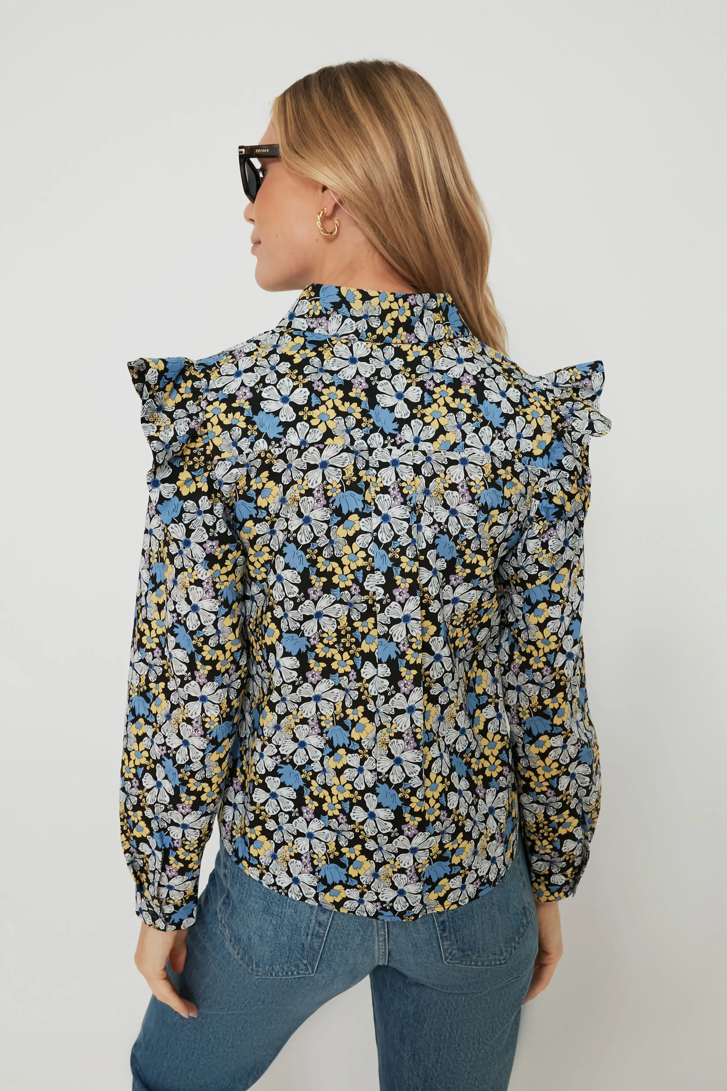 Blue & Yellow Floral Primrose Blouse