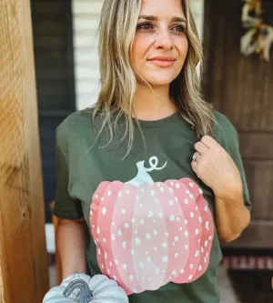 Blush Pumpkin Fall Tee - Olive Green T-shirt
