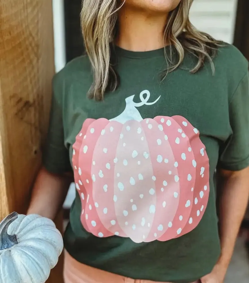 Blush Pumpkin Fall Tee - Olive Green T-shirt