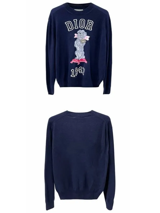 Bobby Cashmere Jacquard Knit Top Navy