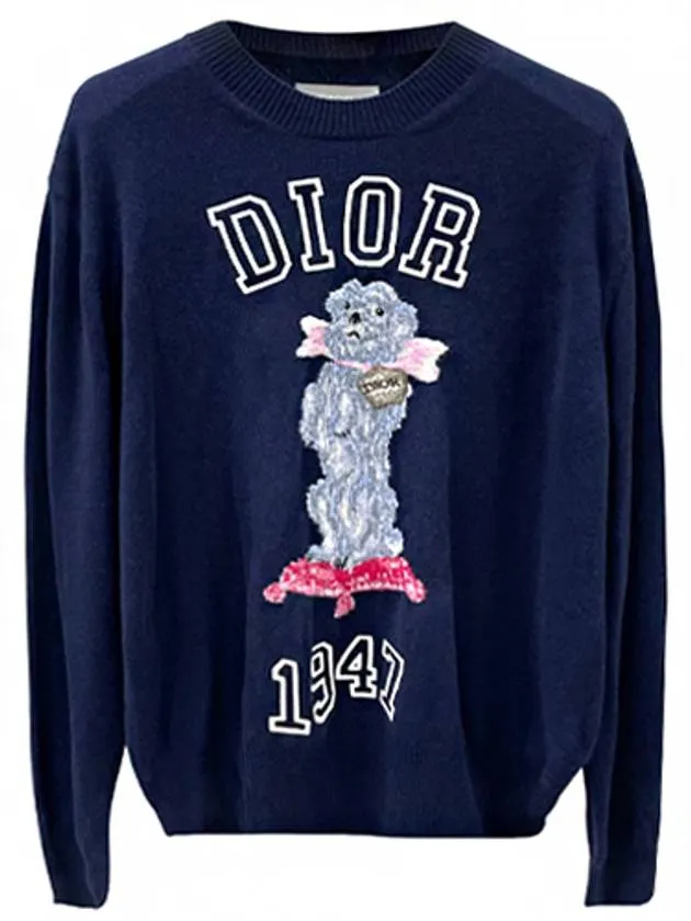 Bobby Cashmere Jacquard Knit Top Navy