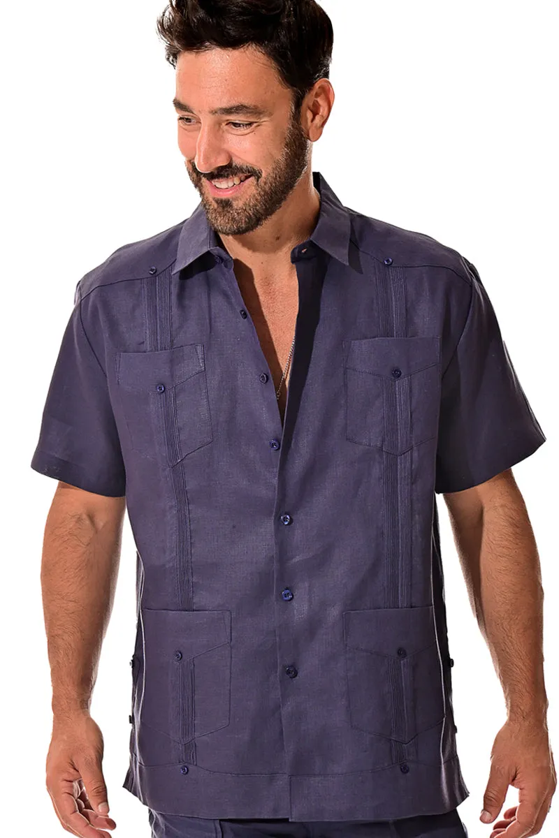 Bohio 100% Linen Traditional Guayabera Shirt for Men's 4 Pocket S/S in (8) Colors -LS499