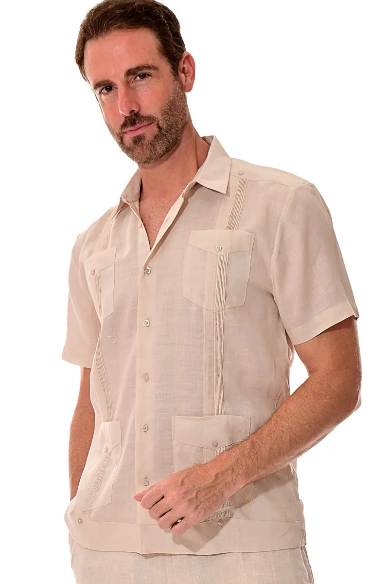 Bohio 100% Linen Traditional Guayabera Shirt for Men's 4 Pocket S/S in (8) Colors -LS499
