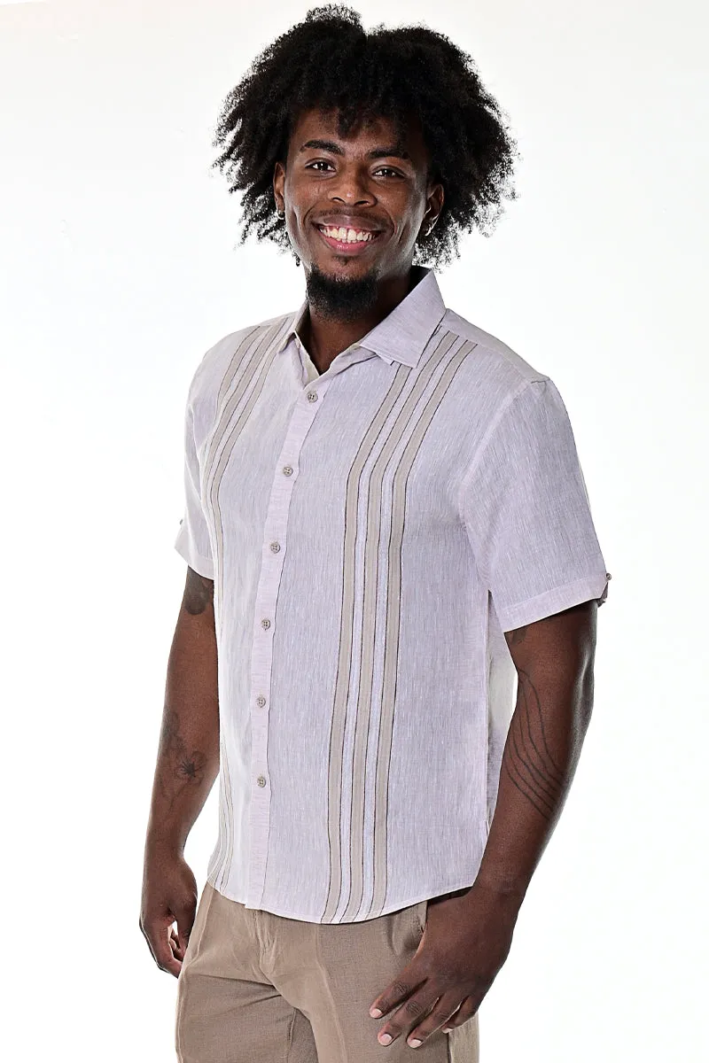 Bohio Men's 100% Linen Button Down Short Sleeve Shirt w/Stripes in (2) Colors-MLS1740