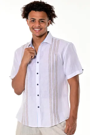 Bohio Men's 100% Linen Button Down Short Sleeve Shirt w/Stripes in (2) Colors-MLS1740