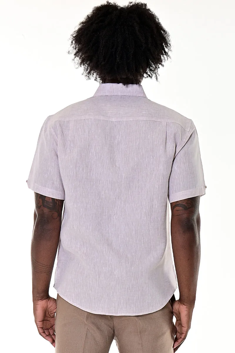 Bohio Men's 100% Linen Button Down Short Sleeve Shirt w/Stripes in (2) Colors-MLS1740