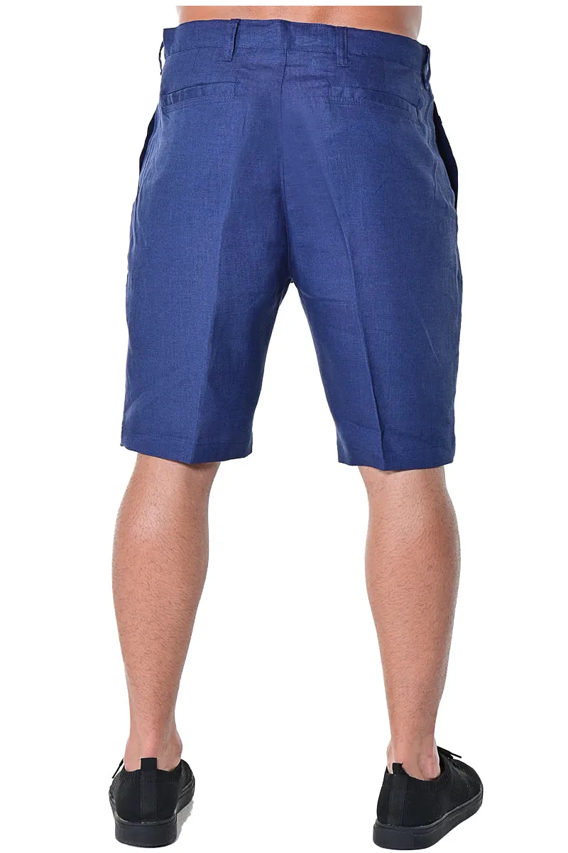 Bohio Mens Linen Blend Casual Flat Front Summer Linen Shorts in (5) Colors - MLH40C