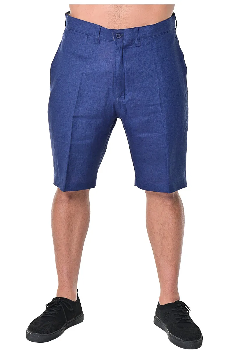 Bohio Mens Linen Blend Casual Flat Front Summer Linen Shorts in (5) Colors - MLH40C