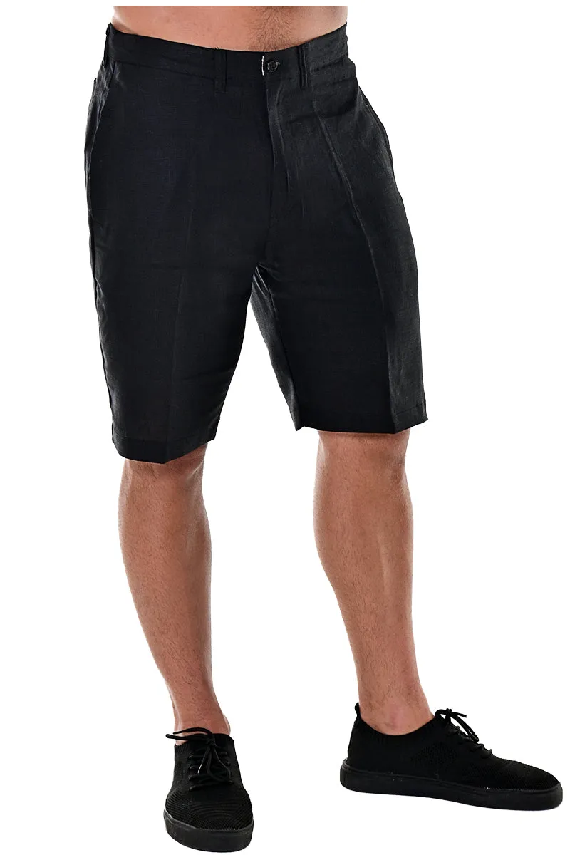 Bohio Mens Linen Blend Casual Flat Front Summer Linen Shorts in (5) Colors - MLH40C