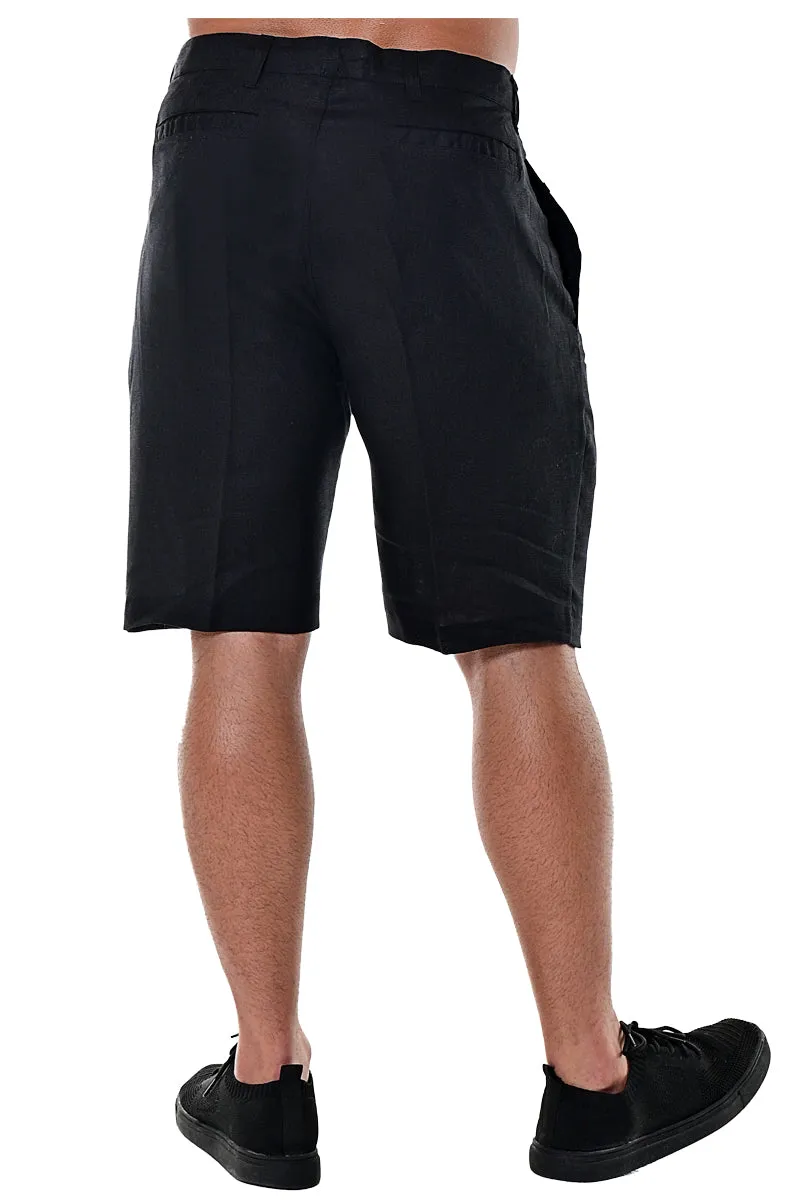 Bohio Mens Linen Blend Casual Flat Front Summer Linen Shorts in (5) Colors - MLH40C