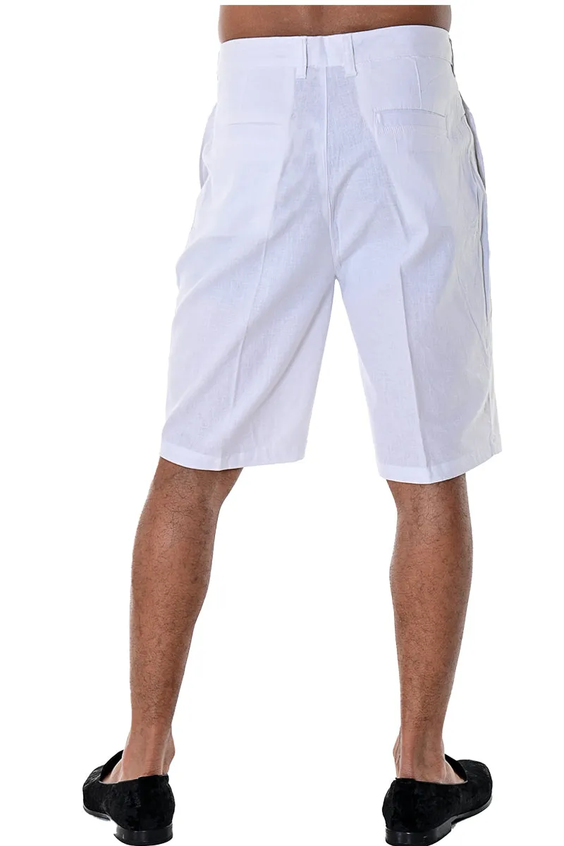 Bohio Mens Linen Blend Casual Flat Front Summer Linen Shorts in (5) Colors - MLH40C