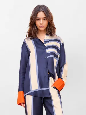 Bold Stripe Print Button-Up Shirt