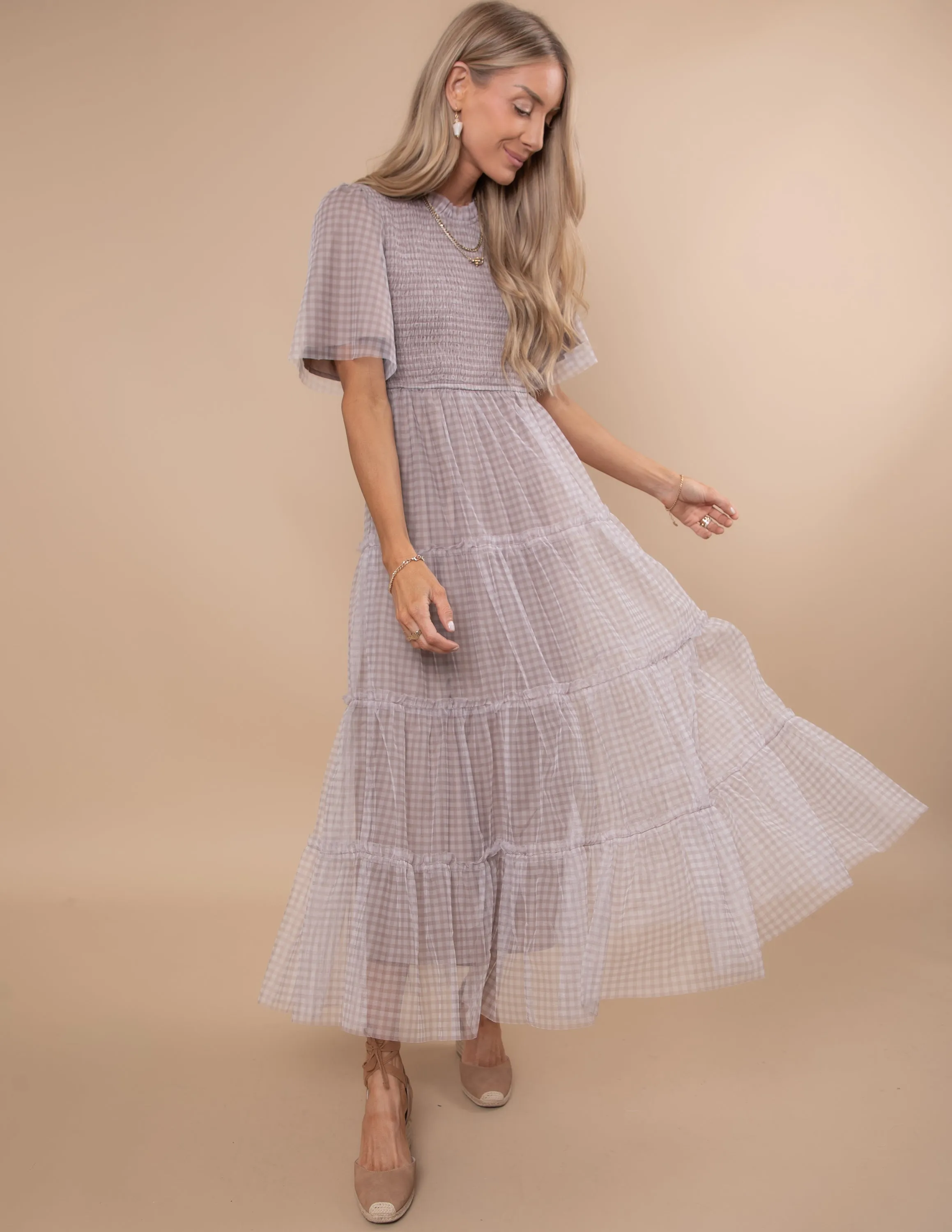 Brooks Gingham Tiered Dress