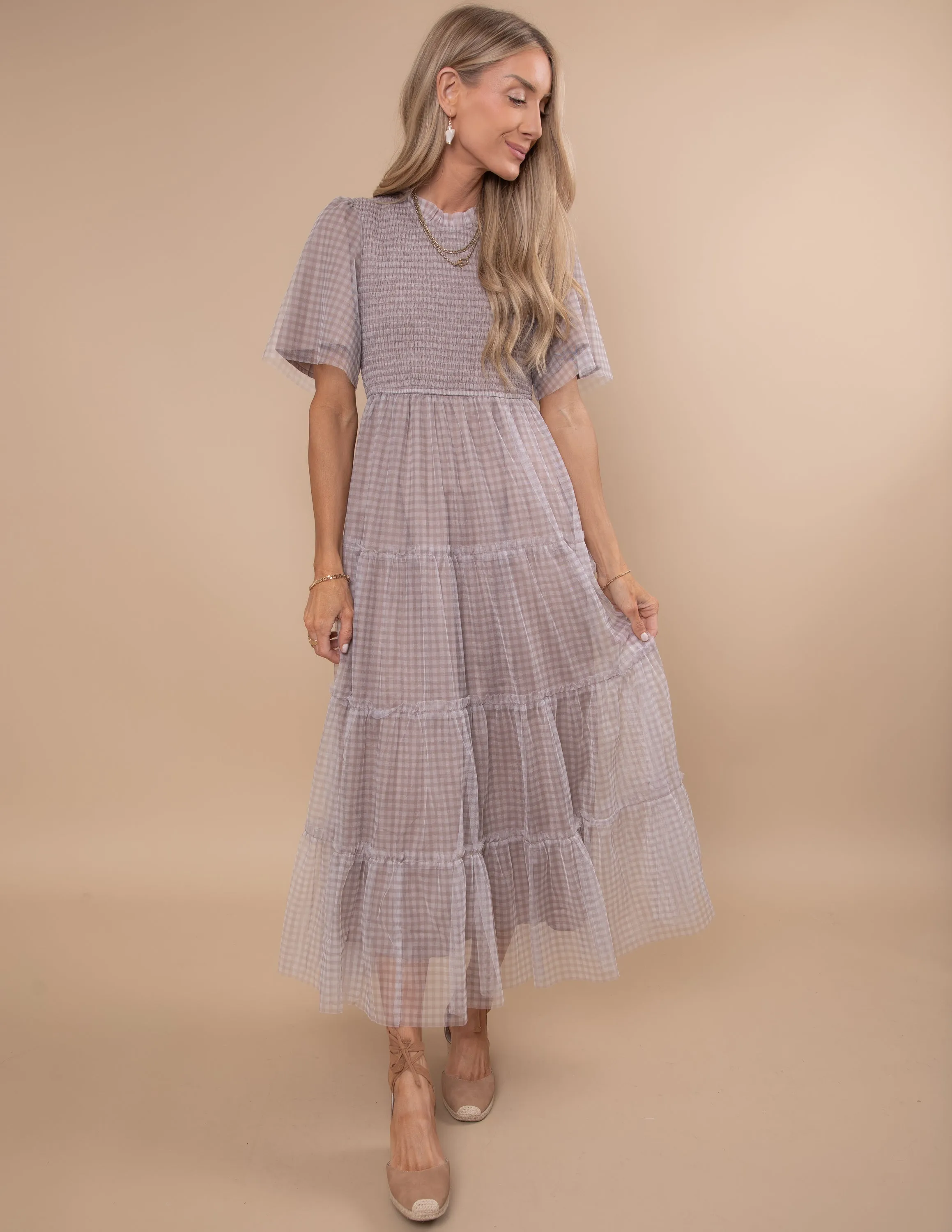 Brooks Gingham Tiered Dress