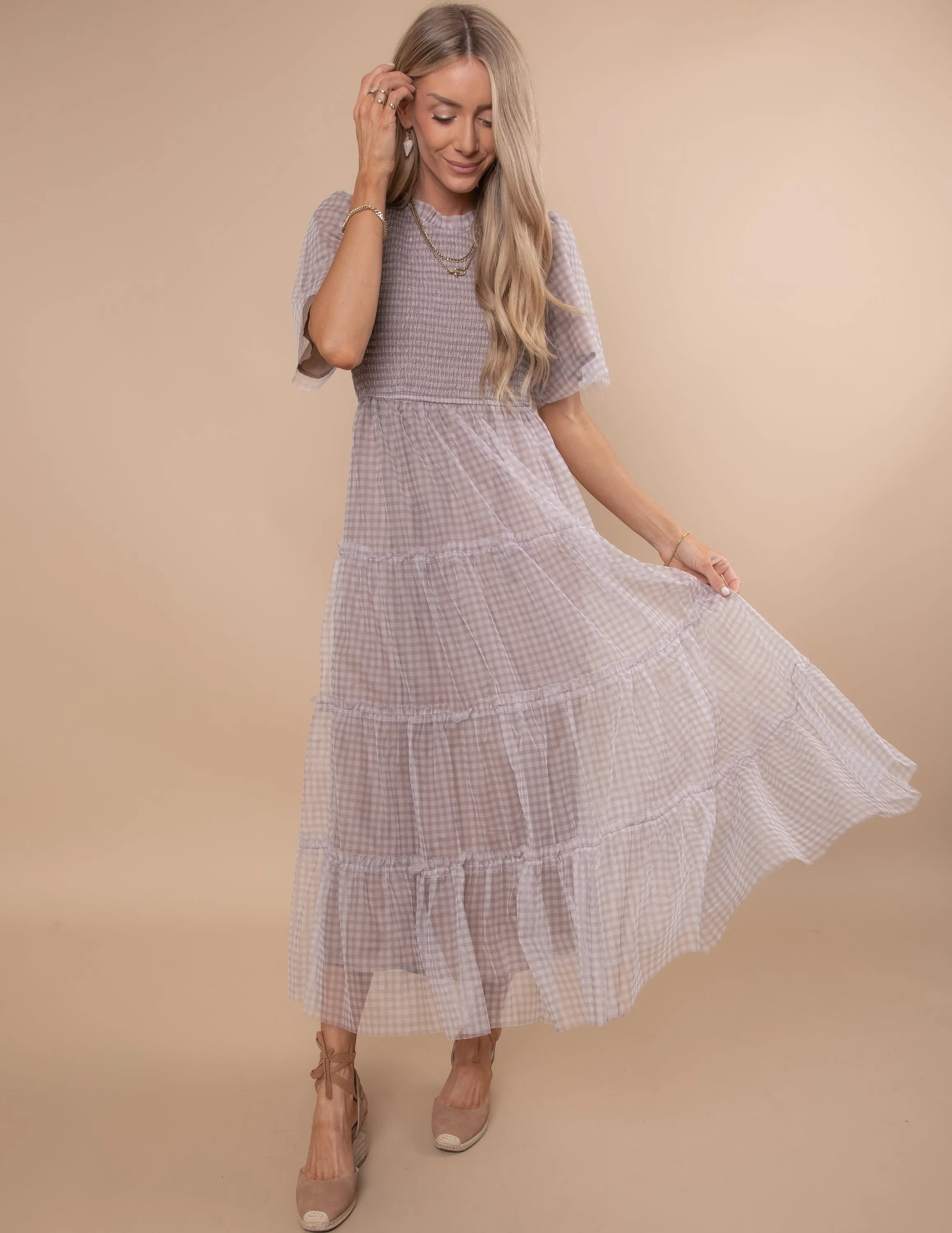 Brooks Gingham Tiered Dress