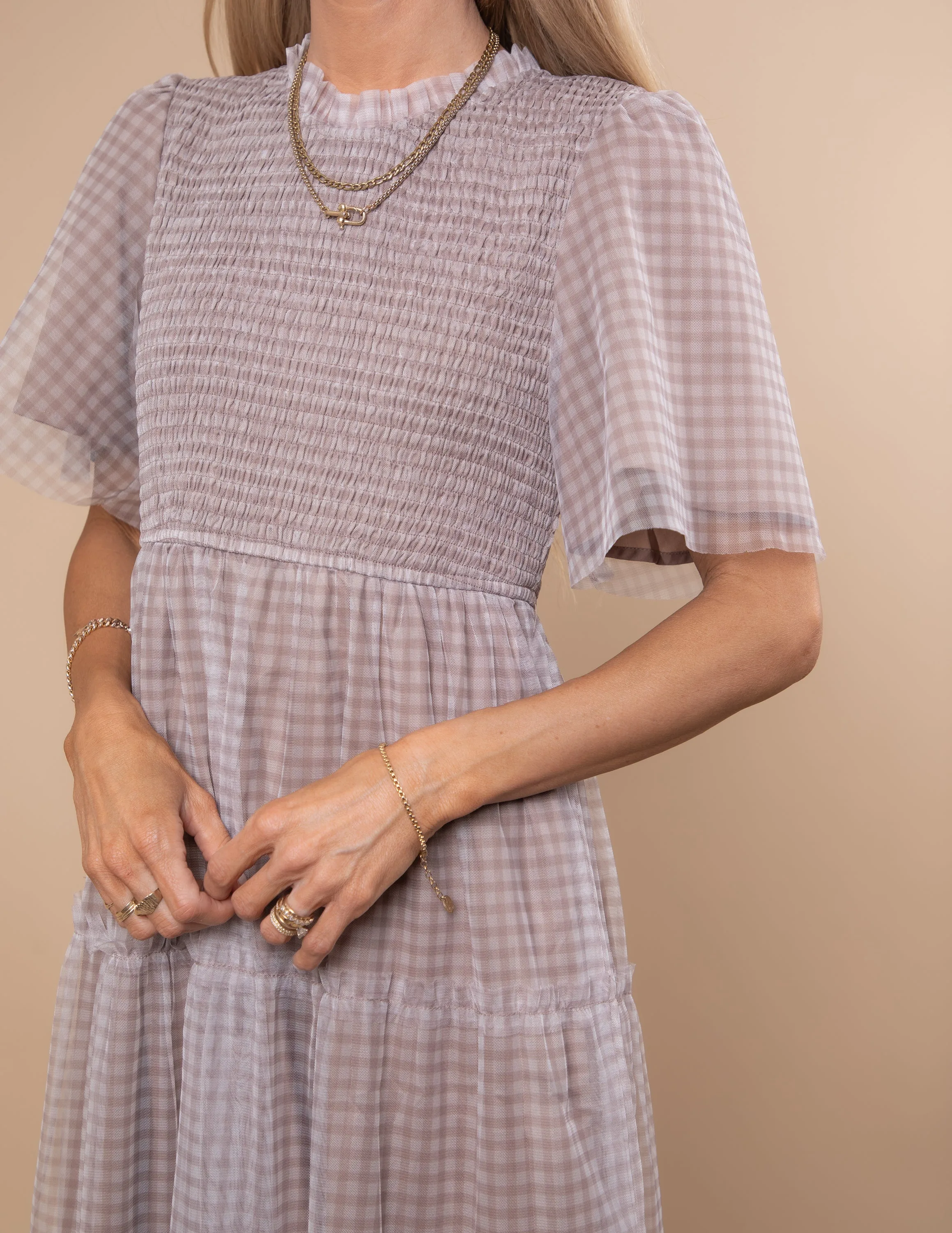 Brooks Gingham Tiered Dress