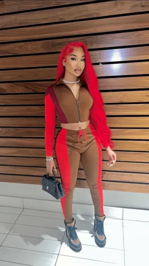 Burgundy Brown tracksuit