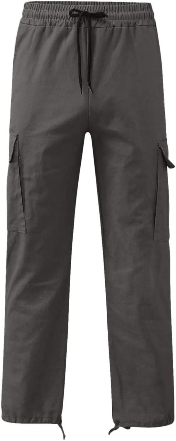 Cargo Pants for Men Relaxed Fit Mens Cargo Pants Men's Loose Fit Fashion Solid Color Elastic Waist Long Pants Outdoor