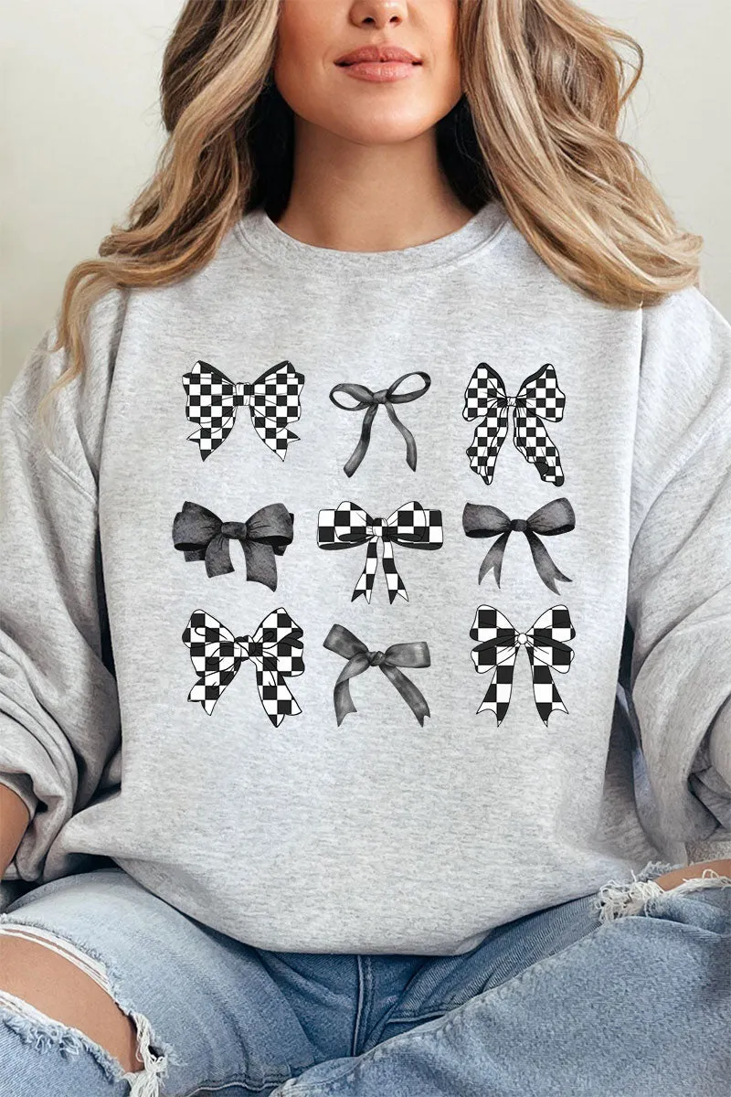 Checkered Retro Coquette Bows Unisex NuBlend Crew Sweatshirt