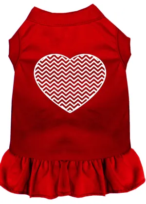 Chevron Heart Screen Print Dress Red Xs