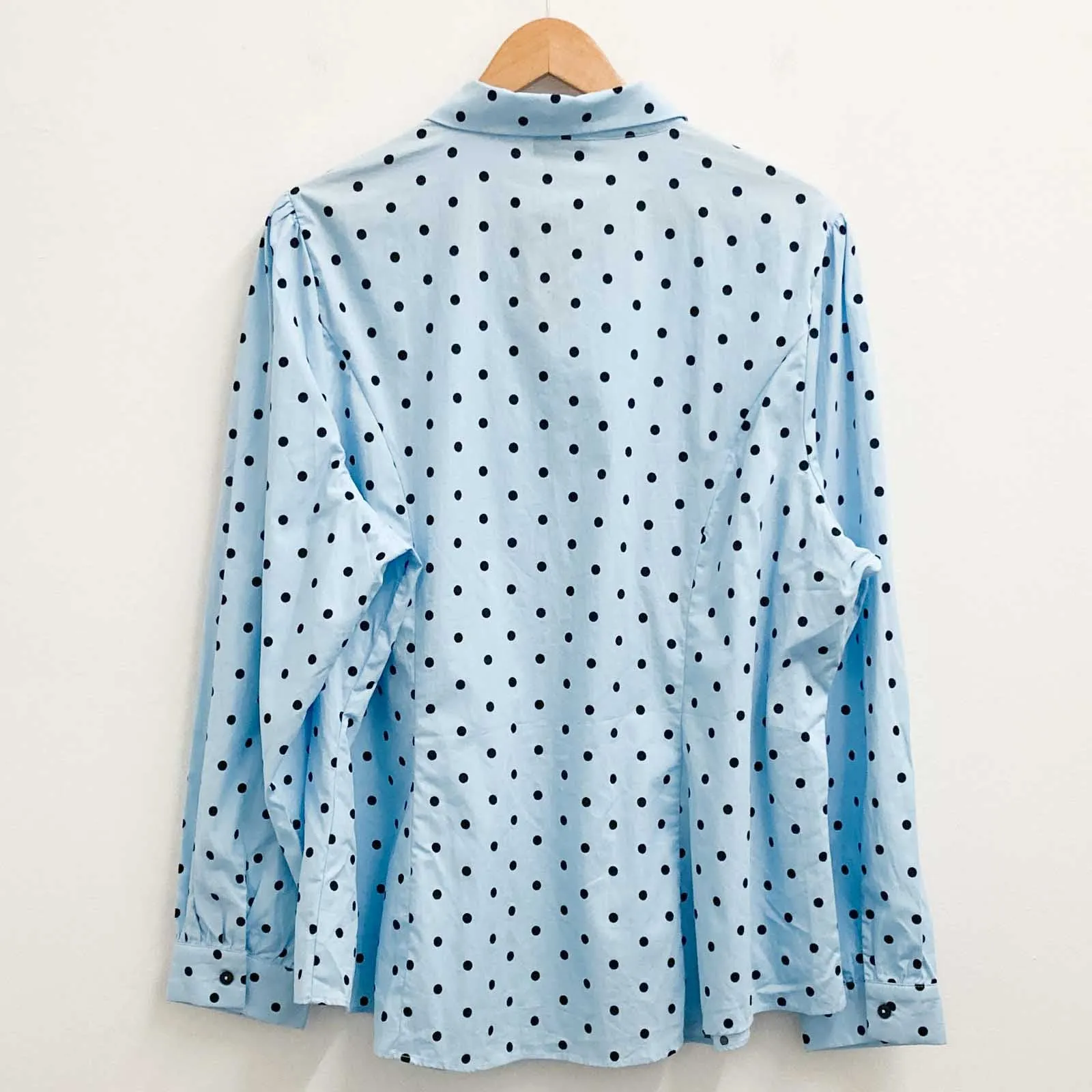 City Chic Shirt UK 20 Blue Spot Print Long Sleeve Cotton