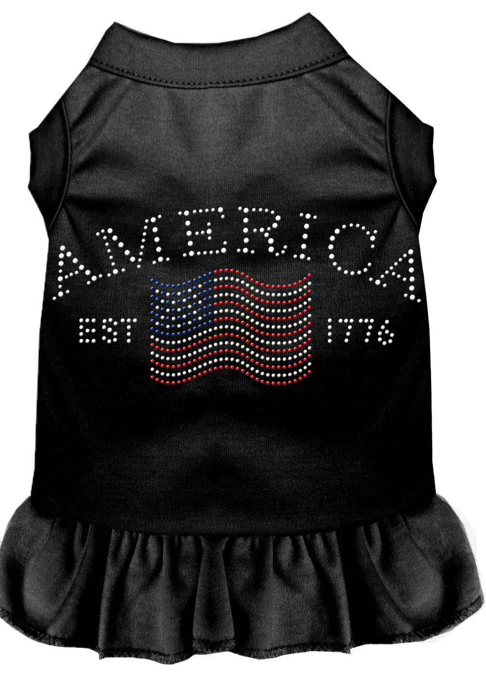 Classic America Rhinestone Dress Black Xxl