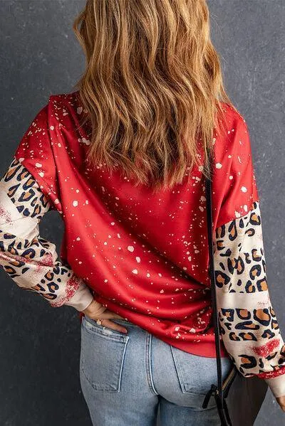 Fall In Love Animal Print Heart Sweatshirt