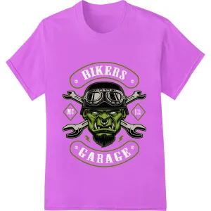 Fierce Green Monster Biker Skull Heat Transfer Print