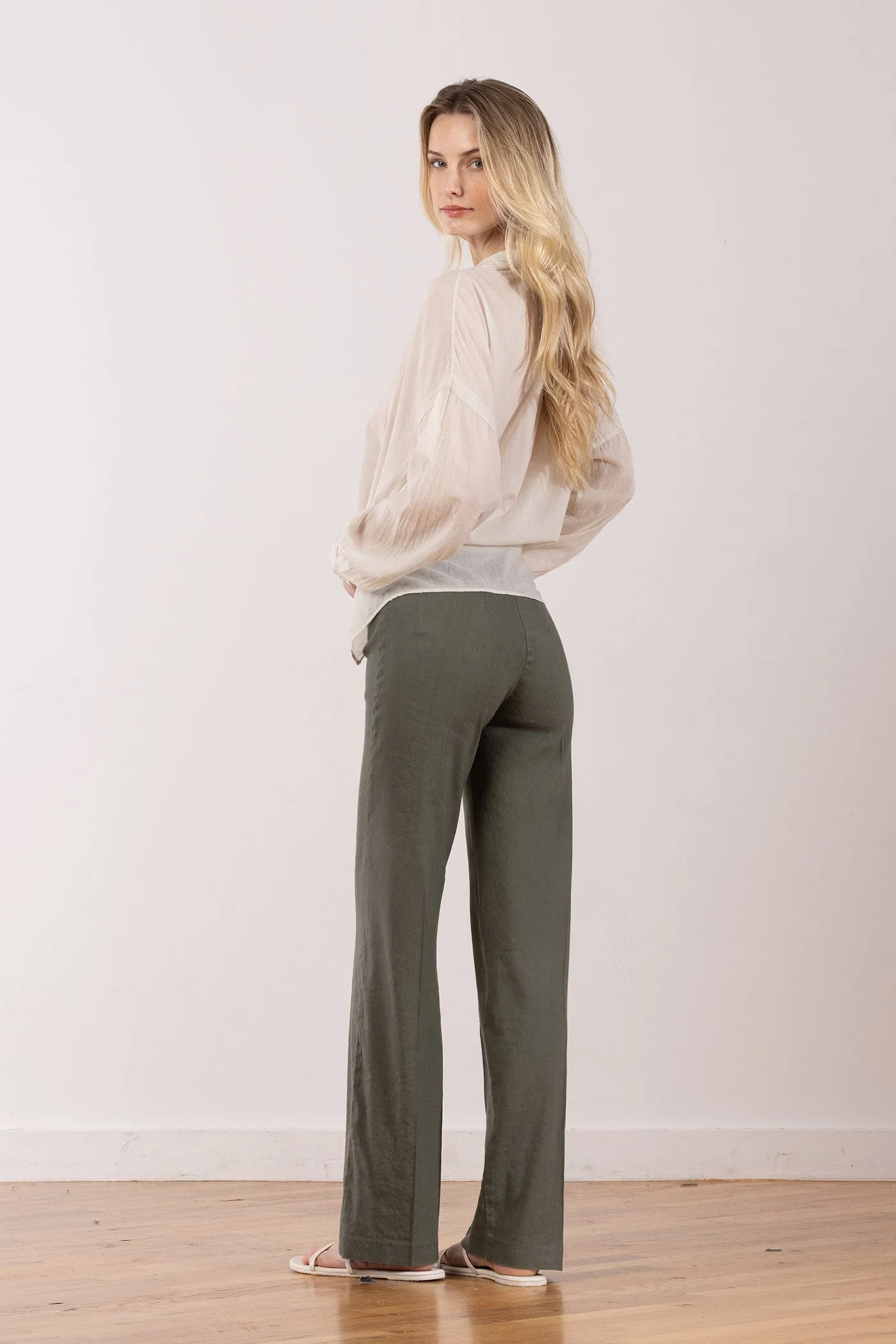 FLAVIA Linen Olive Green