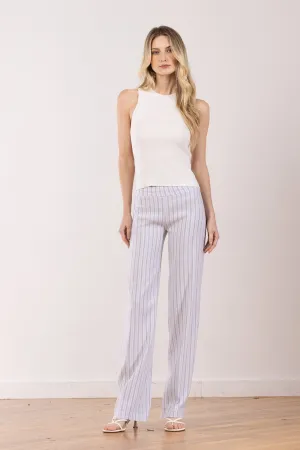 FLAVIA Linen Stripes Grey/Blue