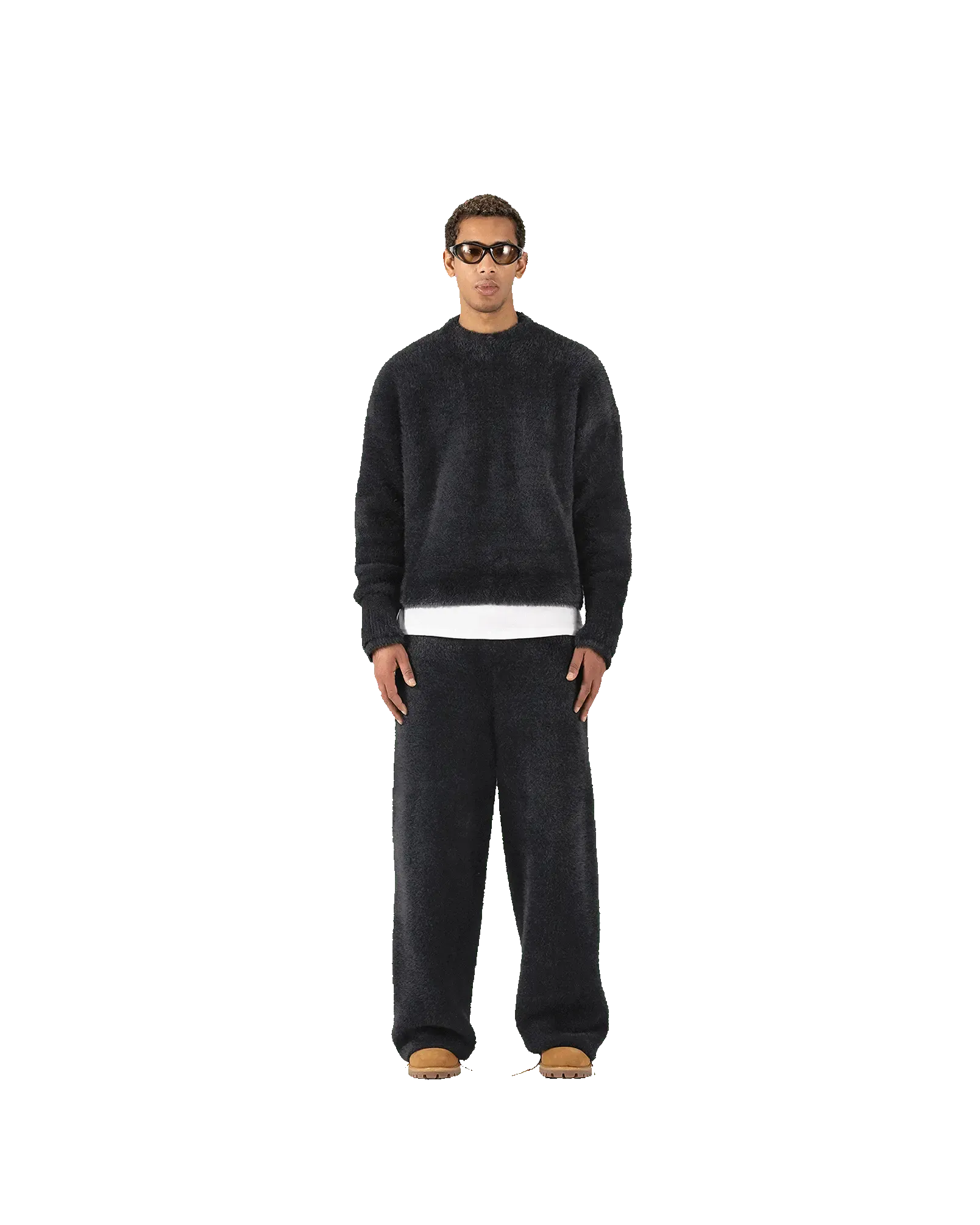 FLUFFY KNIT SWEATER - BLACK