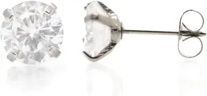 Forbidden Body Jewelry Cubic Zirconia Stud Earrings for Women, 5 Pairs, Hypoallergenic Stainless Steel CZ, 3mm to 8mm, Silver, Rose Gold, or Gold Tone Sets Available