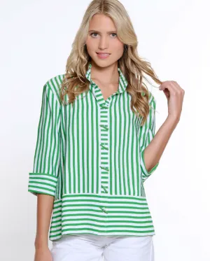 Green Stripe Wire Collar Woven Shirt