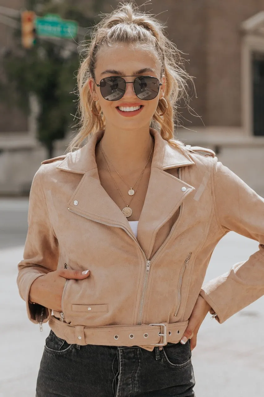 Hallie Vegan Suede Moto Jacket