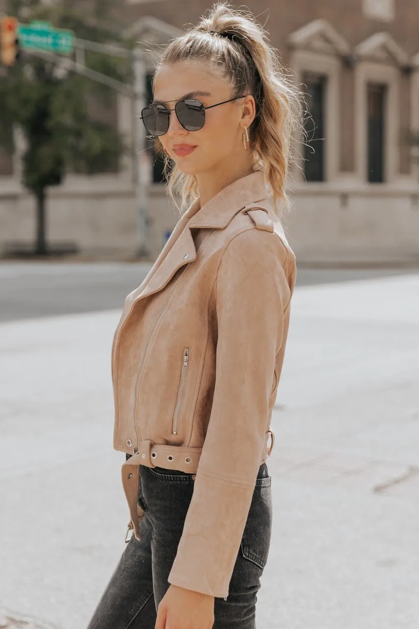 Hallie Vegan Suede Moto Jacket