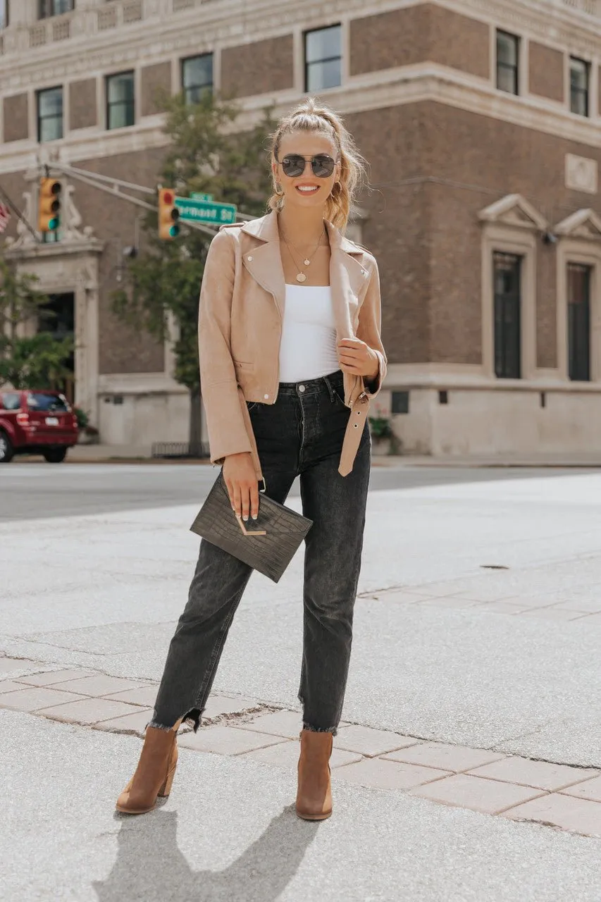 Hallie Vegan Suede Moto Jacket