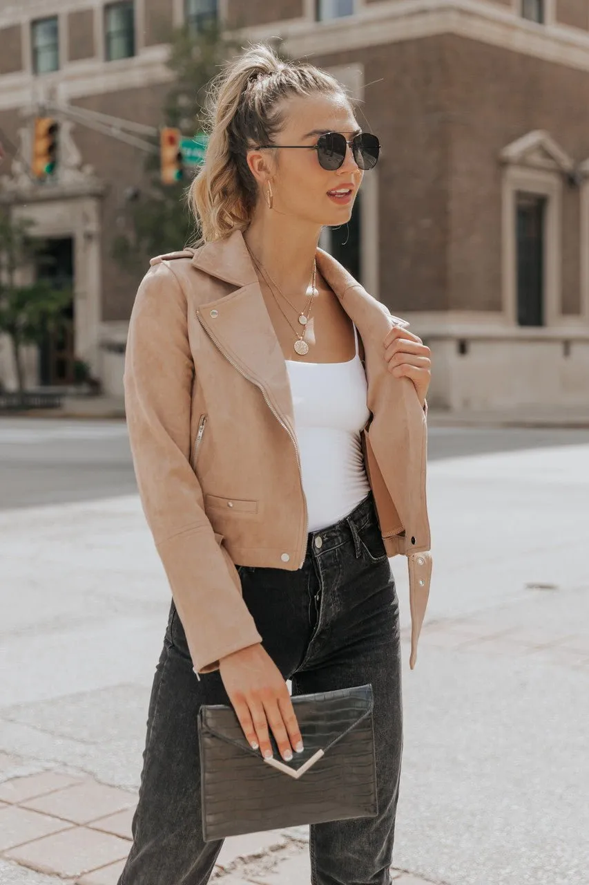Hallie Vegan Suede Moto Jacket