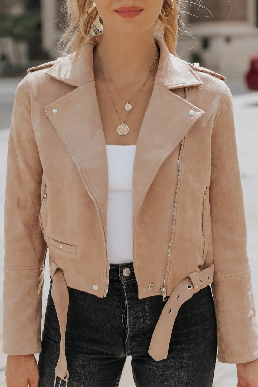 Hallie Vegan Suede Moto Jacket