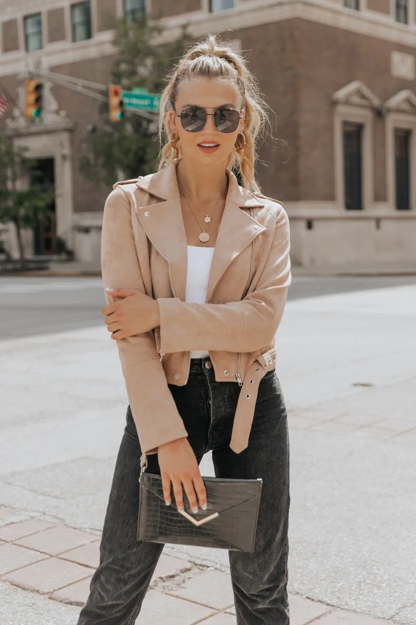 Hallie Vegan Suede Moto Jacket