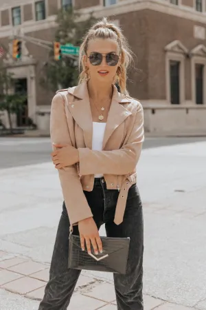 Hallie Vegan Suede Moto Jacket